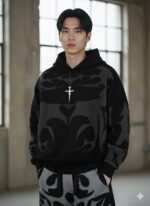 Nuvic Tribal Shadow Depth Oversized Hoodie - Image 2