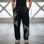 Nuvic Flame Printed Black Baggy Pants
