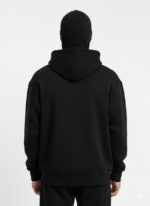 Nuvic Shield-Up Zipper Hoodie for Men | 400 GSM Premium Cotton Blend | Built-in Face Cover | Full Sleeve Winter Jacket (Black) - Image 4