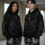 Nuvic Tribal Shadow Depth Oversized Hoodie ( Black colour )