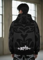 Nuvic Tribal Shadow Depth Oversized Hoodie ( Black colour ) - Image 2
