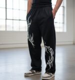 Nuvic Flame Printed Black Baggy Pants - Image 3