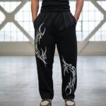 Nuvic Flame Printed Black Baggy Pants