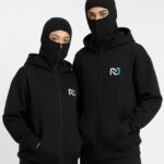 Nuvic Shield-Up Zipper Hoodie for Men | 400 GSM Premium Cotton Blend | Built-in Face Cover | Full Sleeve Winter Jacket (Black)