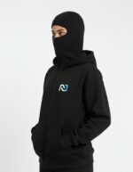 Nuvic Shield-Up Zipper Hoodie for Men | 400 GSM Premium Cotton Blend | Built-in Face Cover | Full Sleeve Winter Jacket (Black) - Image 4