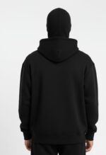 Nuvic Shield-Up Zipper Hoodie for Men | 400 GSM Premium Cotton Blend | Built-in Face Cover | Full Sleeve Winter Jacket (Black) - Image 5