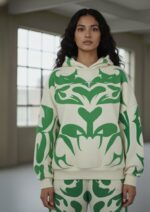 Nuvic Tribal Shadow Depth Oversized Hoodie ( Cream colour ) - Image 4